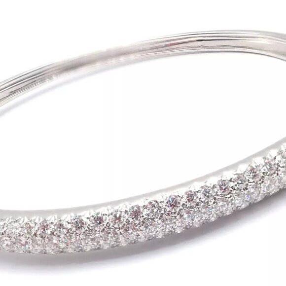 Authentic! Van Cleef & Arpels Eve 18k White Gold Diamond Bangle Bracelet Paper - Picture 8 of 11